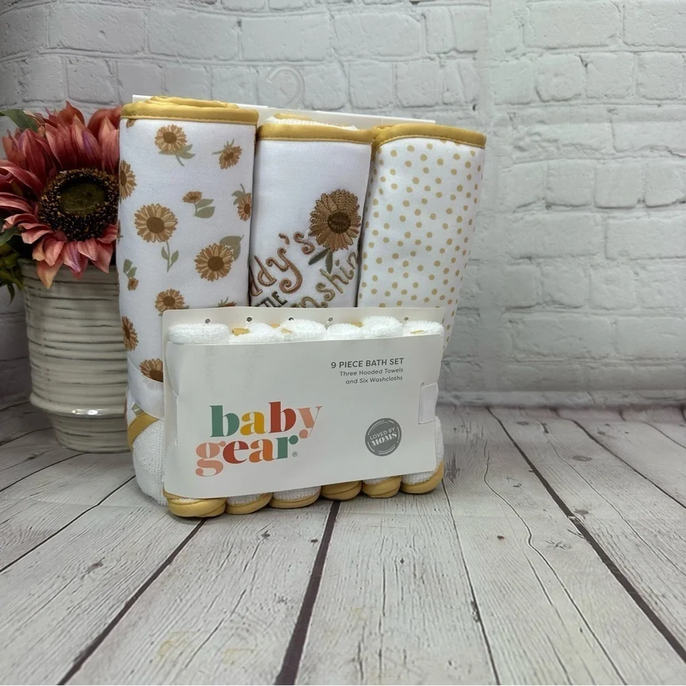 NWT Baby Gear 9-Pc Bath Set Daddy's little sunshine sunflowers western boho